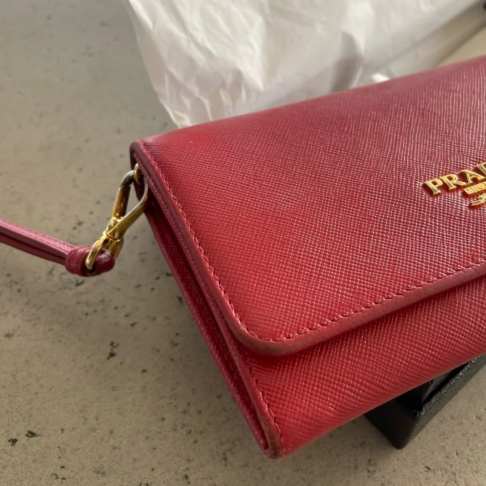 PRADA red saffiano wristlet - Picture 8 of 13